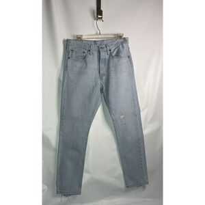 Levis 501 Skinny Jeans Womens 30 W 28 L Blue Distressed Premium Button Fly Denim